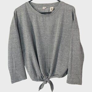 Levi's Greta Dolman Tie-Front Gray Metallic Long-Sleeve Shirt Womens Size Medium